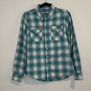 Dixxon Flannel Company Women’s Small Teal Plaid Snap Button Flannel Shirt